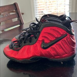 Nike Kids Red and Black Foamposite Sneakers